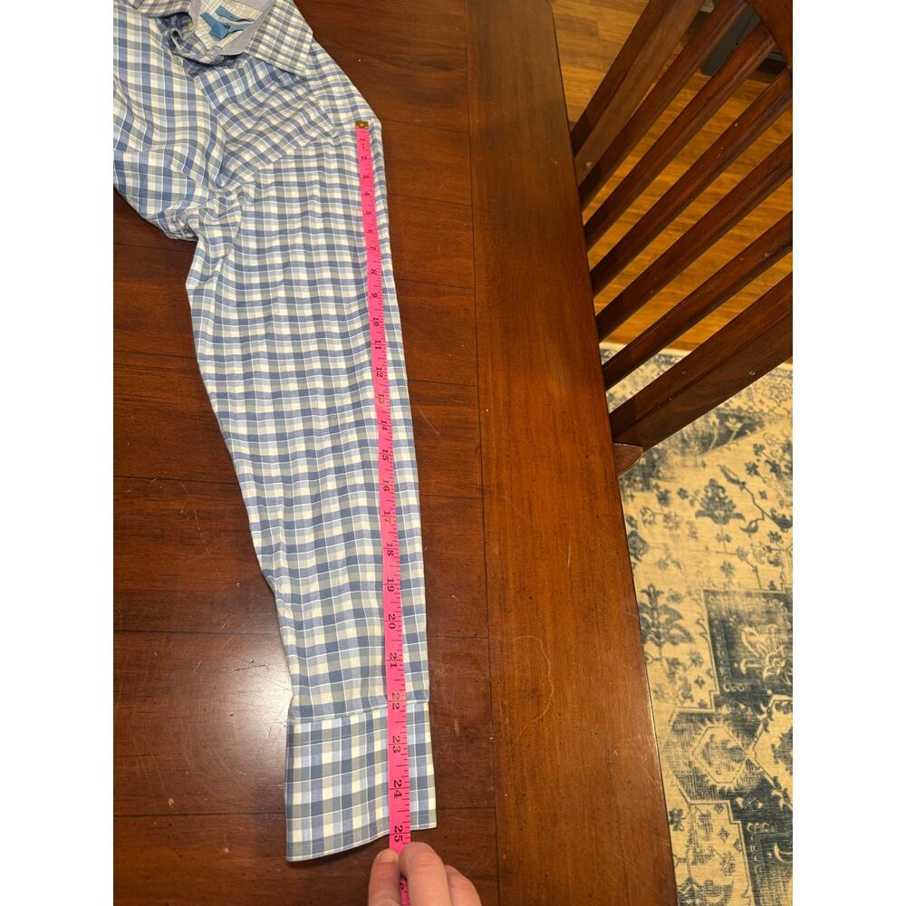 Egara Slim Fit Blue White Plaid Button Down Shirt Men’s Medium 15-15.5 - Picture 7 of 10